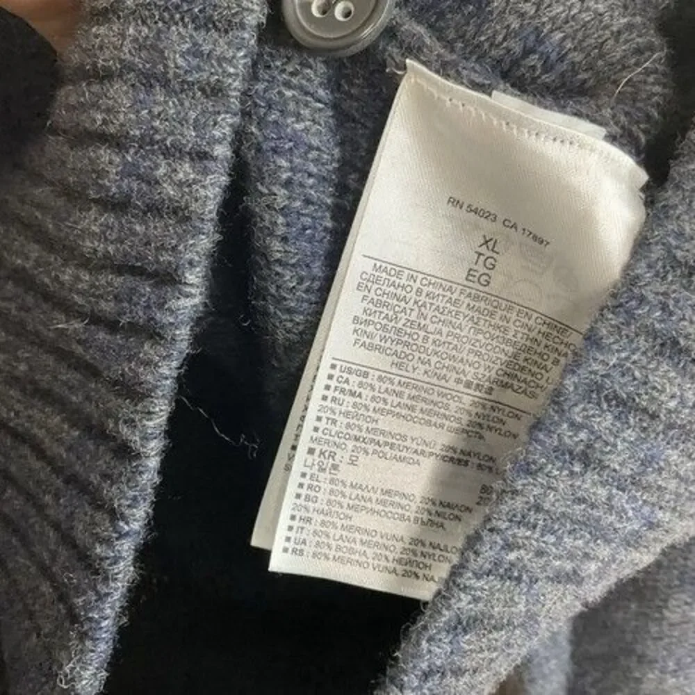Banana‎ Republic Merino Wool Blend Shawl Collar Sweater Men Size XL Navy Blue